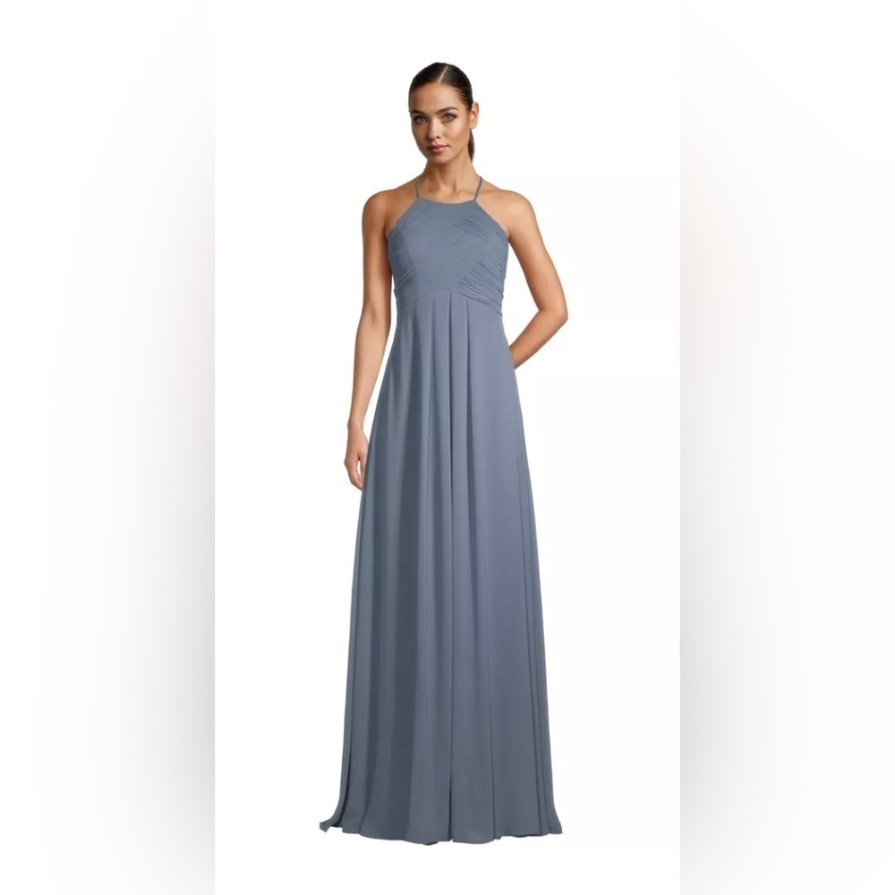 NWOT! Bill Levkoff Slate Chiffon Halter A-line Dress - Size 2 🍭